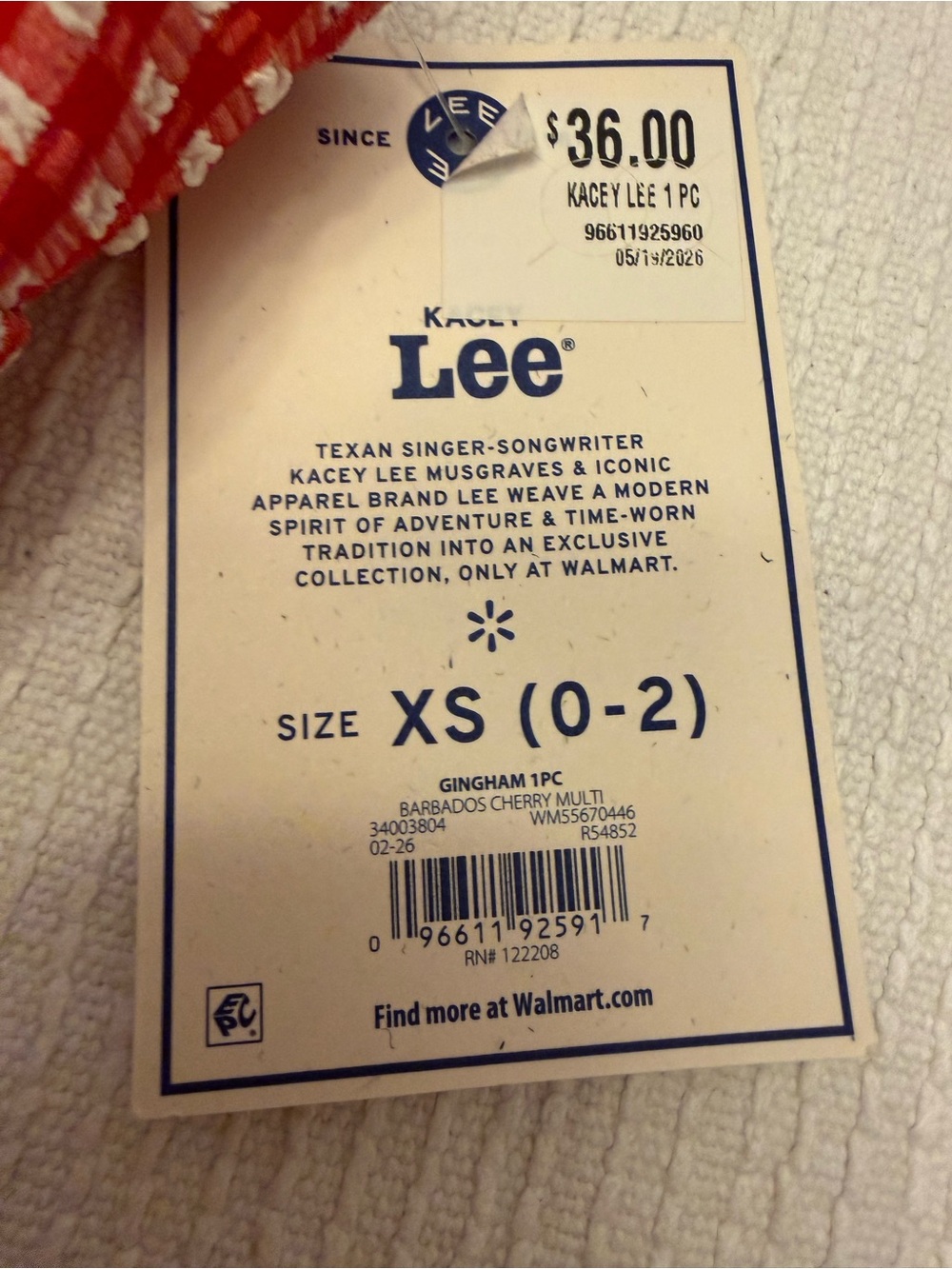 Lee Red and White Gingham Women's One-Piece Swimsuit Size XS 0-2 - Picture 2 of 12